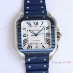 GF Factory Blue PVD Santos de Cartier Large Model Watch 9015 White Dial Rubber Strap
